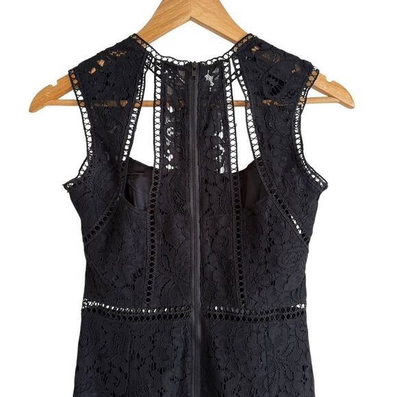 Bardot Splice Panel Lace Cutout Midi Dress Black Size 4 - Picture 5 of 9